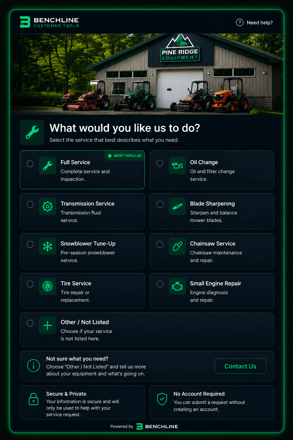Benchline Service Request Portal